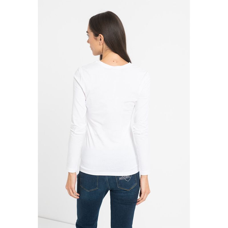 Fashion, accesorii si bijuterii - Femei - Imbracaminte femei - Camasi si bluze femei - Bluza dama Love Moschino cu decolteu la baza gatului, imprimeu logo si grafic S INTL Multicolor - Infinity.ro