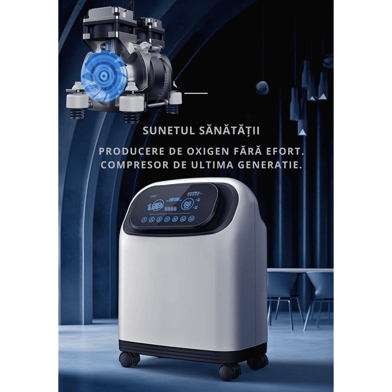 Ingrijire personala si Cosmetice - Sanatate si wellness - Aparate medicale - Dispozitive si accesorii medicale uz casnic - Concentrator de Oxigen Portabil NeoHGS, Capacitate 1-8L/min, Telecomanda, Functie de Aerosoli/Nebulizator, Atomizor - Infinity.ro