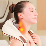 Ingrijire personala si Cosmetice - Sanatate si wellness - Articole wellness - Aparate si dispozitive de masaj - Aparat Masaj Cervical Hands-Free, Shiatsu 5D, Incalzire, Intensitate Reglabila, Gat, Umeri, Spate, Bej - Infinity.ro