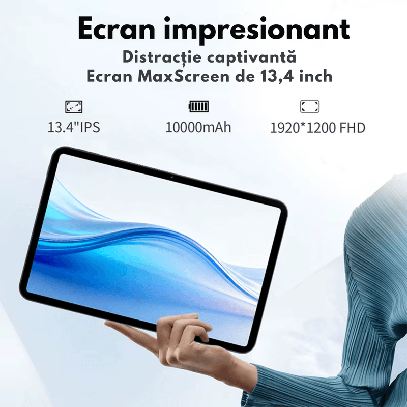 Laptop, Telefoane si Tablete - Tablete si accesorii tablete - Tablete - Tableta 2-in-1, de 13.4 inch, Android 16, 24GB RAM (6GB+18GB Extins)+256GB ROM, 5G WiFi, 10000mAh, Octa-Core T620 - Infinity.ro
