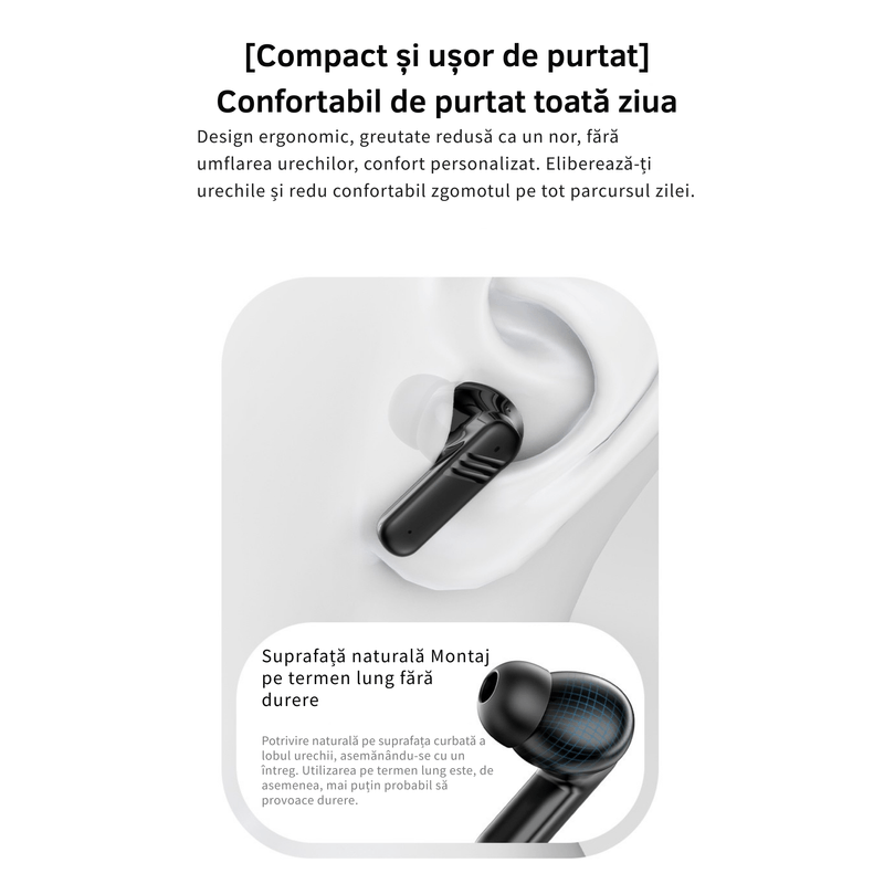 TV, Audio-Video si Foto - Portabile audio - Casti audio - Casti Wireless Bluetooth 5.4LX-50, Full Color Smart Touch Screen, ANC/ENC Noise Cancelling, Hi-Fi Sound, Black - Infinity.ro
