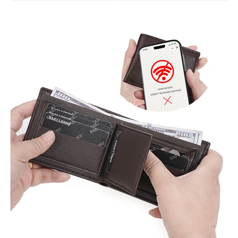 Fashion, accesorii si bijuterii - Barbati - Accesorii barbati - Portofele barbati - Portofel Barbati Slim AOS, Design Minimalist Ultra-Subtire, Piele Premium, Brown - Infinity.ro