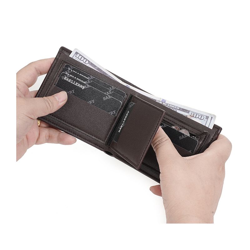 Fashion, accesorii si bijuterii - Barbati - Accesorii barbati - Portofele barbati - Portofel Barbati Slim AOS, Design Minimalist Ultra-Subtire, Piele Premium, Brown - Infinity.ro