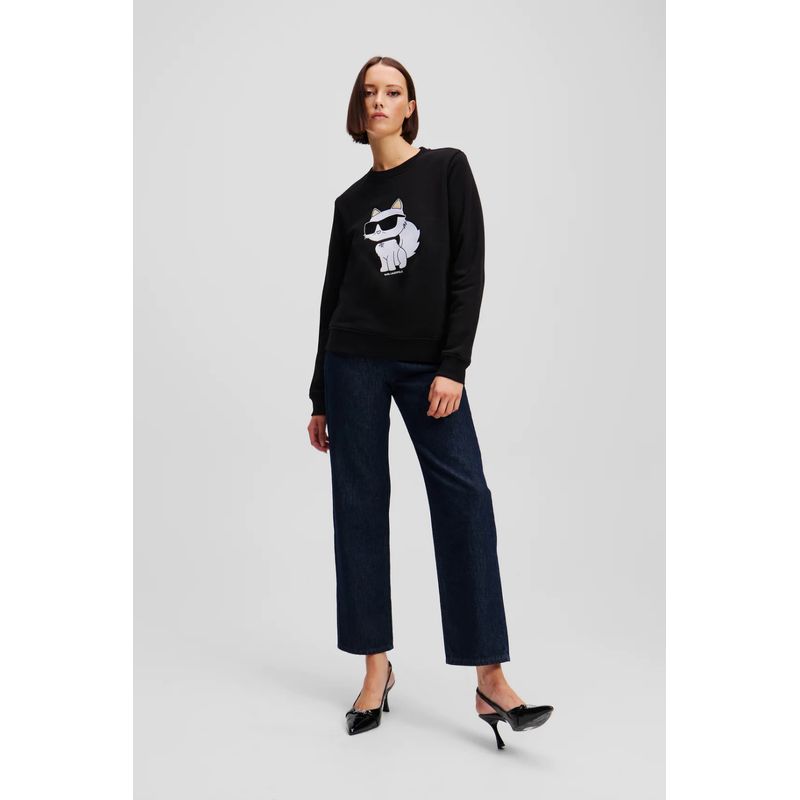 Fashion, accesorii si bijuterii - Femei - Imbracaminte femei - Camasi si bluze femei - Bluza dama Karl Lagerfeld Iconic 2.0 Choupette XS INTL Negru - Infinity.ro