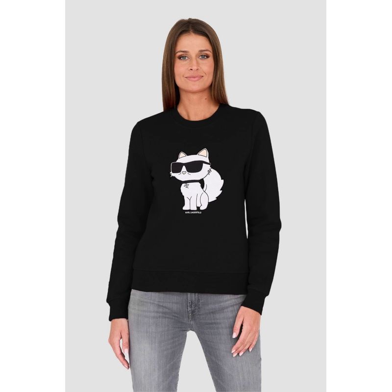 Fashion, accesorii si bijuterii - Femei - Imbracaminte femei - Camasi si bluze femei - Bluza dama Karl Lagerfeld Iconic 2.0 Choupette XS INTL Negru - Infinity.ro
