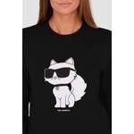 Fashion, accesorii si bijuterii - Femei - Imbracaminte femei - Camasi si bluze femei - Bluza dama Karl Lagerfeld Iconic 2.0 Choupette XS INTL Negru - Infinity.ro