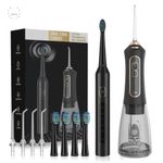 Ingrijire personala si Cosmetice - Igiena dentara - Periute de dinti electrice - Irigator Oral + Periuta  dinti electrica, RPZ DuoClean,IPX7,Rezervor 300 ml, 5 diuze ,4 capete periuta,negru - Infinity.ro