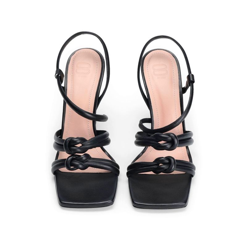 Fashion, accesorii si bijuterii - Femei - Incaltaminte femei - Sandale femei - Sandale din piele 8 by YOOX varf patrat si toc inalt 37 EU Negru - Infinity.ro