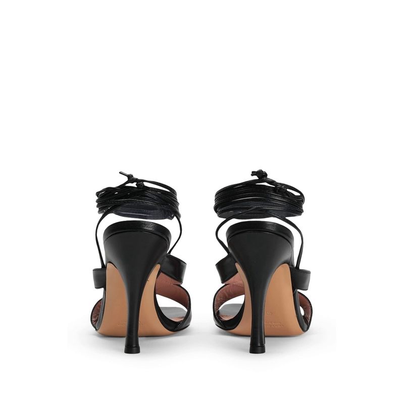 Fashion, accesorii si bijuterii - Femei - Incaltaminte femei - Sandale femei - Sandale din piele 8 by YOOX varf patrat si siret Negru 36 EU - Infinity.ro