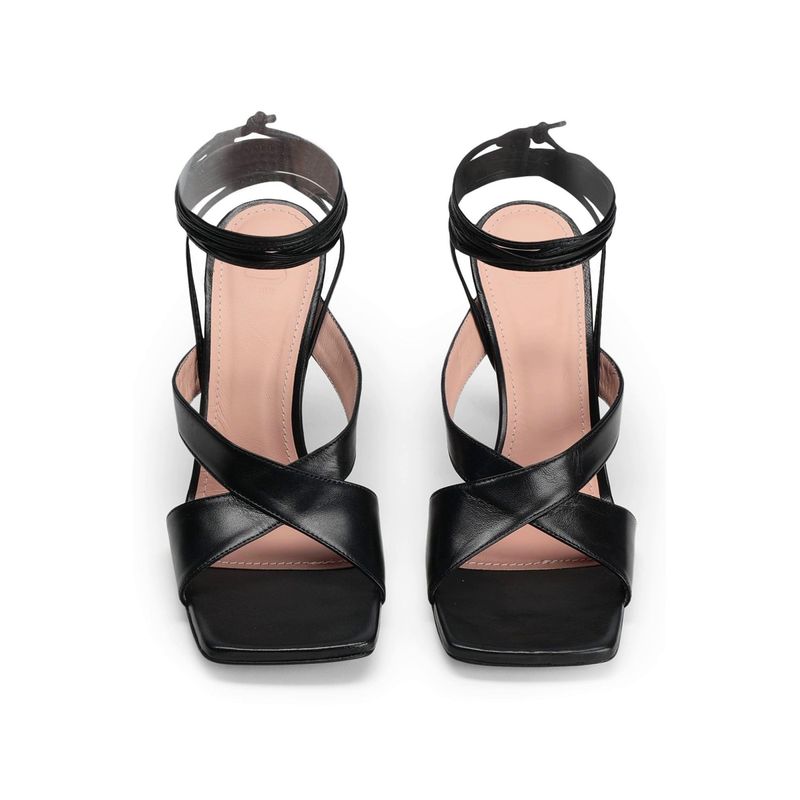 Fashion, accesorii si bijuterii - Femei - Incaltaminte femei - Sandale femei - Sandale din piele 8 by YOOX varf patrat si siret Negru 36 EU - Infinity.ro