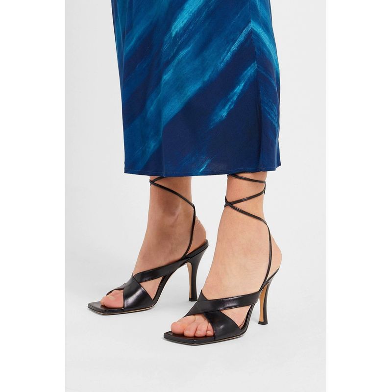 Fashion, accesorii si bijuterii - Femei - Incaltaminte femei - Sandale femei - Sandale din piele 8 by YOOX varf patrat si siret Negru 36 EU - Infinity.ro