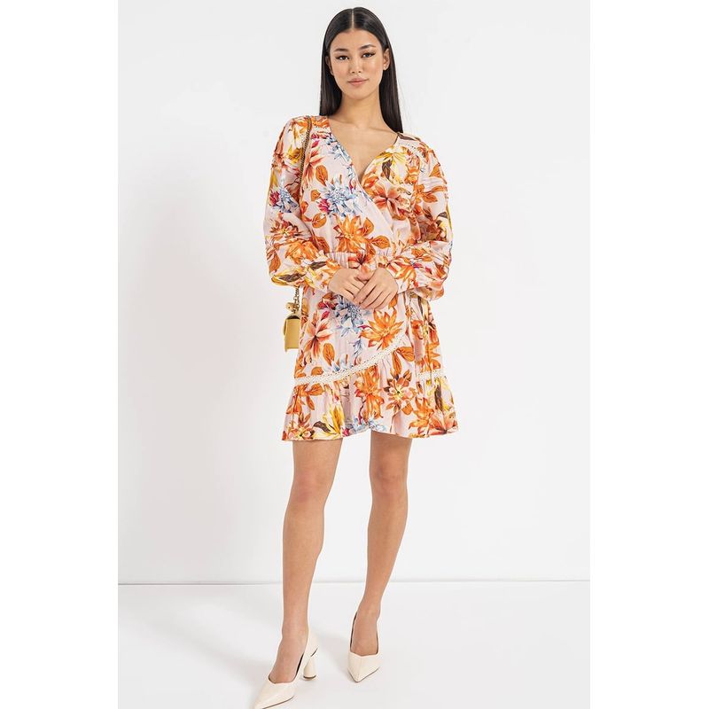 Fashion, accesorii si bijuterii - Femei - Imbracaminte femei - Rochii femei - Rochie de vara Guess Hafa W3GK34 WFCY0 M INTL Portocaliu - Infinity.ro