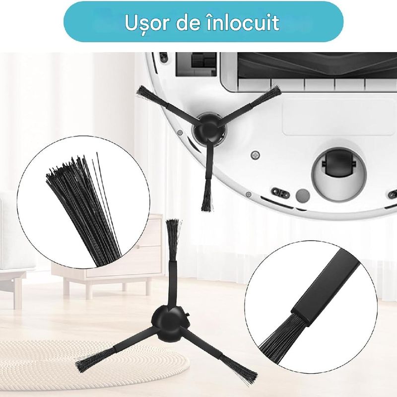 Electronice si Electrocasnice - Ingrijirea locuintei - Accesorii aparate pentru ingrijirea locuintei - Set doua perii laterale PAA-home, compatibile MOVA E30 Ultra RLE51SE culoare negru - Infinity.ro