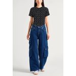 Fashion, accesorii si bijuterii - Femei - Imbracaminte femei - Tricouri si topuri femei - Tricou dama Karl Lagerfeld  all-over print signature S INTL Negru - Infinity.ro