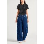 Fashion, accesorii si bijuterii - Femei - Imbracaminte femei - Tricouri si topuri femei - Tricou dama Karl Lagerfeld  all-over print signature L INTL Negru - Infinity.ro