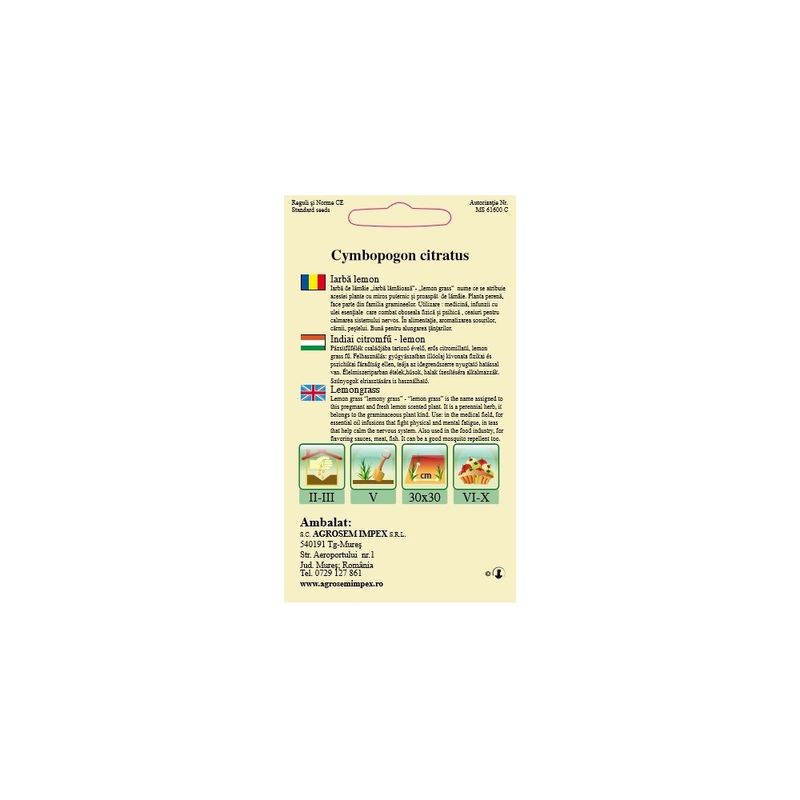 Casa si Gradina - Gradinarit si plante - Plante si ghivece - Bulbi, seminte si rasaduri - Seminte,Iarba lemon   60sem - Infinity.ro