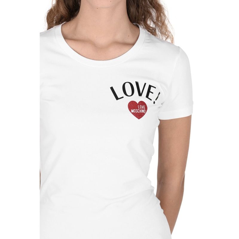 Fashion, accesorii si bijuterii - Femei - Imbracaminte femei - Tricouri si topuri femei - Tricou dama Love Moschino 101718 S INTL Alb - Infinity.ro