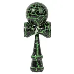 Jucarii, Copii si Bebe - Jucarii si jocuri - Jucarii & jocuri educative - Jucarii interactive - Kendama profesionala din lemn cu 2 cupe, 18x6.5 cm, pentru trick-uri si antrenament, negru verde, ABYZ - Infinity.ro