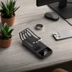 Laptop, Telefoane si Tablete - Telefoane mobile si accesorii - Accesorii Telefoane - Baterii externe - Baterie externa 10000mAh 22.5W cu 4 cabluri integrate, afisaj digital, incarcare rapida, Negru ABYZ - Infinity.ro