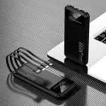 Laptop, Telefoane si Tablete - Telefoane mobile si accesorii - Accesorii Telefoane - Baterii externe - Baterie externa 10000mAh 22.5W cu 4 cabluri integrate, afisaj digital, incarcare rapida, Negru ABYZ - Infinity.ro