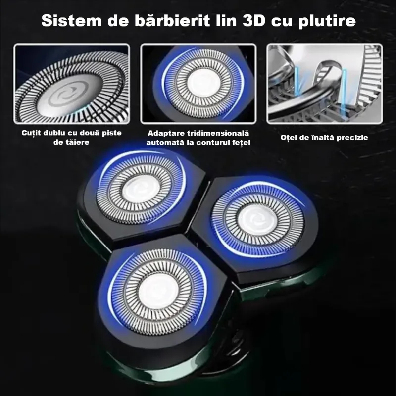 Ingrijire personala si Cosmetice - Aparate & accesorii ingrijire personala - Aparate de ras si tuns - Aparate de tuns - Aparat de tuns facial 3 in 1 ABYZ, cu 3 capete detasabile, reincarcabil, pentru barbierit, perciuni si nas - Infinity.ro