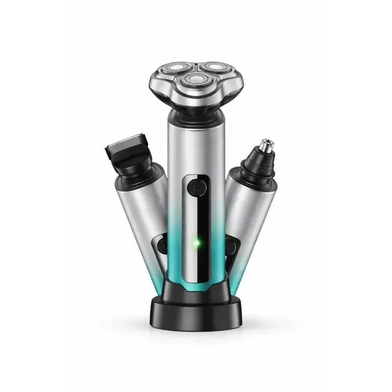 Ingrijire personala si Cosmetice - Aparate & accesorii ingrijire personala - Aparate de ras si tuns - Aparate de tuns - Aparat de tuns facial 3 in 1 ABYZ, cu 3 capete detasabile, reincarcabil, pentru barbierit, perciuni si nas - Infinity.ro