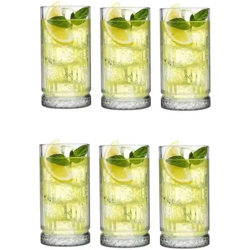 Casa si Gradina - Bucatarie si vesela - Cani si pahare - Pahare - Set 6 pahare apa ABYZ 300 ml, sticla transparenta, design elegant cu baza texturata - Infinity.ro