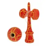 Jucarii, Copii si Bebe - Jucarii si jocuri - Jucarii & jocuri educative - Jucarii interactive - Kendama profesionala din lemn cu 2 cupe, 18x6.5 cm, model pentru trick-uri, culoare rosu galben, ABYZ - Infinity.ro