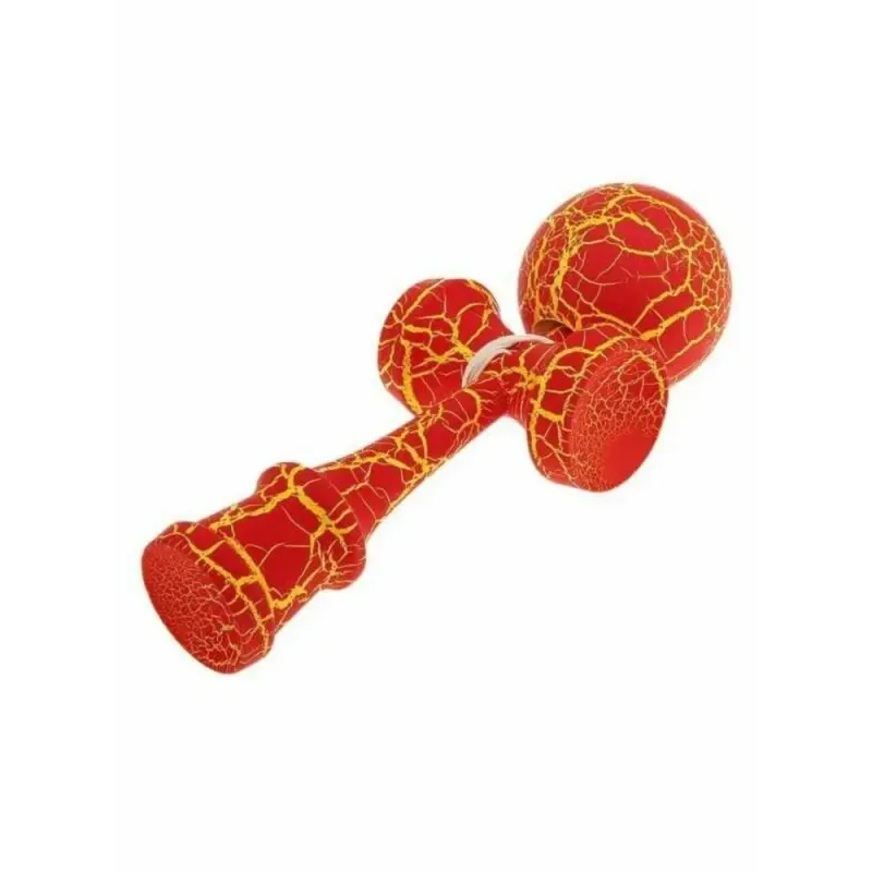 Jucarii, Copii si Bebe - Jucarii si jocuri - Jucarii & jocuri educative - Jucarii interactive - Kendama profesionala din lemn cu 2 cupe, 18x6.5 cm, model pentru trick-uri, culoare rosu galben, ABYZ - Infinity.ro