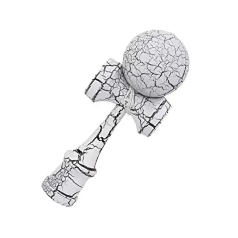 Jucarii, Copii si Bebe - Jucarii si jocuri - Jucarii & jocuri educative - Jucarii interactive - Kendama profesionala din lemn cu 2 cupe, 18x6.5 cm, model clasic pentru trick-uri, alb negru, ABYZ - Infinity.ro