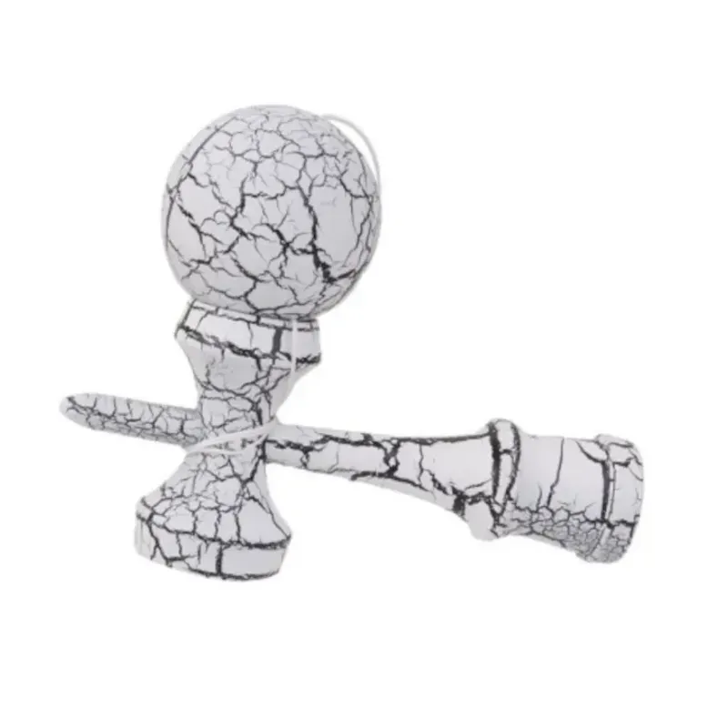 Jucarii, Copii si Bebe - Jucarii si jocuri - Jucarii & jocuri educative - Jucarii interactive - Kendama profesionala din lemn cu 2 cupe, 18x6.5 cm, model clasic pentru trick-uri, alb negru, ABYZ - Infinity.ro