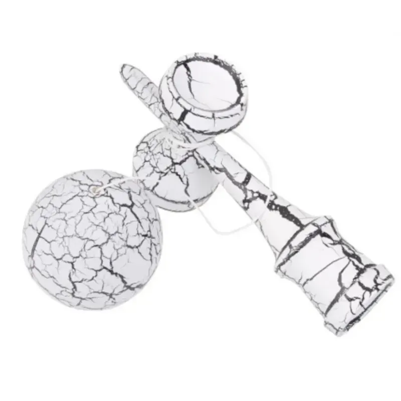 Jucarii, Copii si Bebe - Jucarii si jocuri - Jucarii & jocuri educative - Jucarii interactive - Kendama profesionala din lemn cu 2 cupe, 18x6.5 cm, model clasic pentru trick-uri, alb negru, ABYZ - Infinity.ro