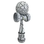 Jucarii, Copii si Bebe - Jucarii si jocuri - Jucarii & jocuri educative - Jucarii interactive - Kendama profesionala din lemn cu 2 cupe, 18x6.5 cm, model clasic pentru trick-uri, alb negru, ABYZ - Infinity.ro