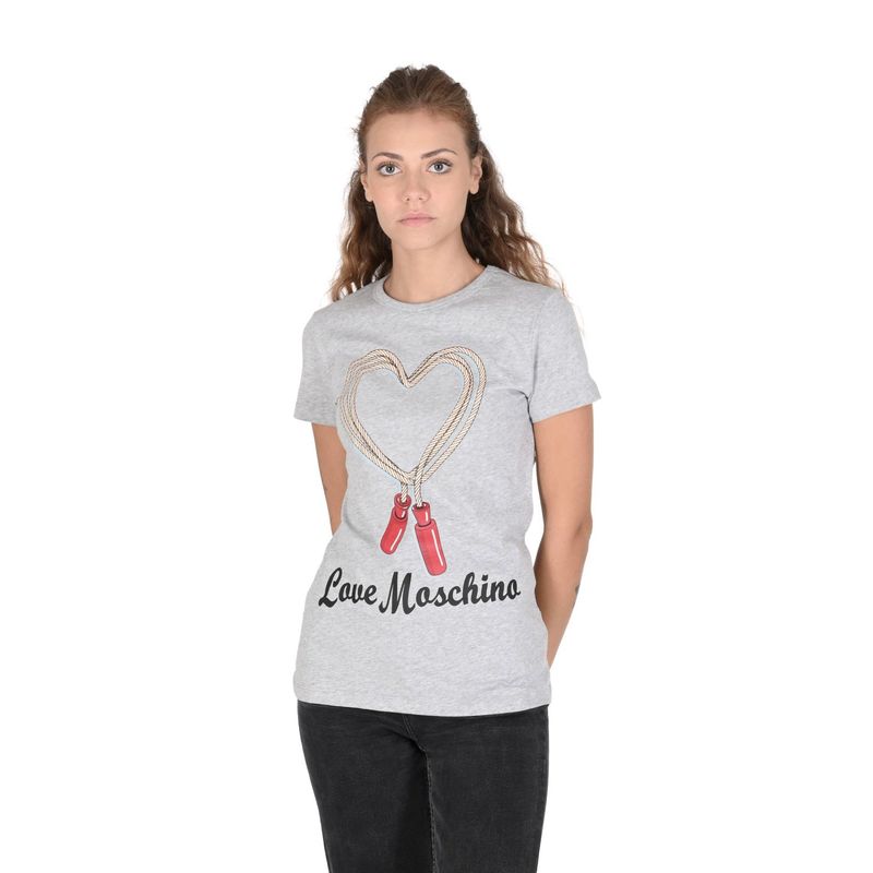 Fashion, accesorii si bijuterii - Femei - Imbracaminte femei - Tricouri si topuri femei - Tricou dama Love Moschino 101701 S INTL Gri - Infinity.ro