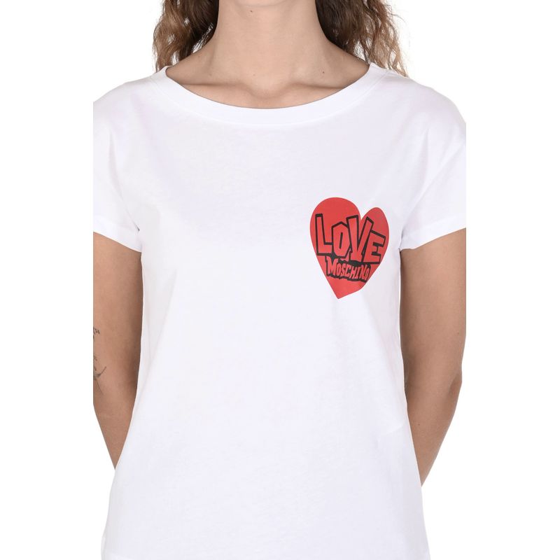Fashion, accesorii si bijuterii - Femei - Imbracaminte femei - Tricouri si topuri femei - Tricou dama Love Moschino 101697 S INTL Alb - Infinity.ro