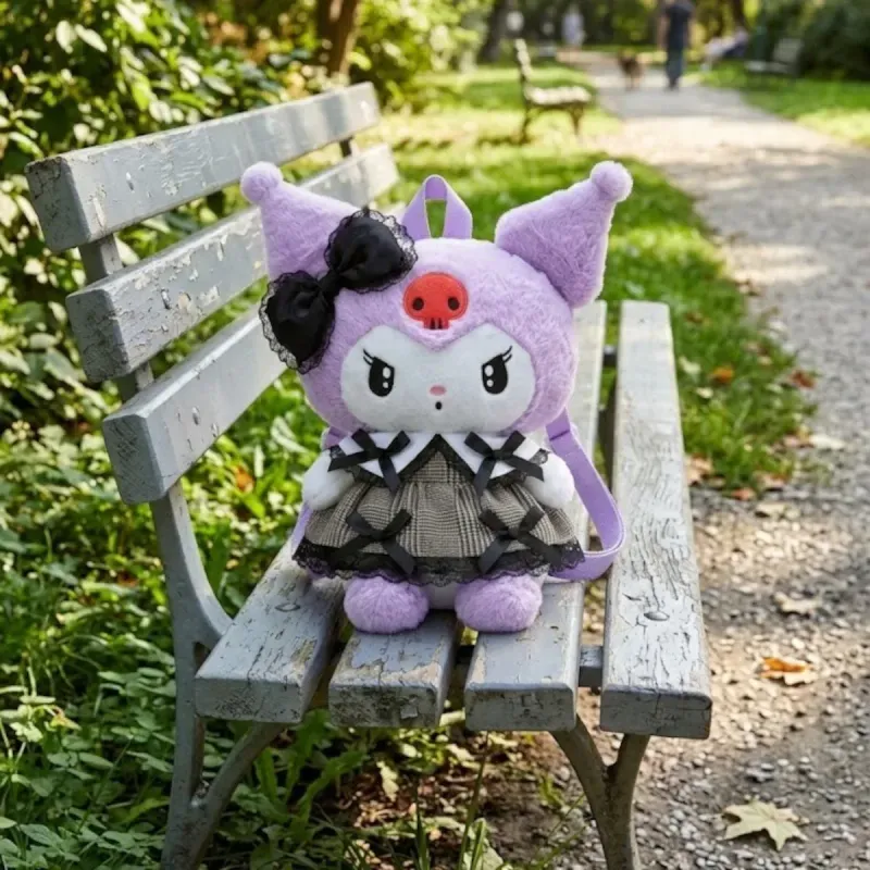 Fashion, accesorii si bijuterii - Copii - Accesorii copii - Genti si rucsacuri copii - Ghiozdan rucsac plus tip Kuromi mov, 30x22 cm, model kawaii cu bretele reglabile, ABYZ - Infinity.ro