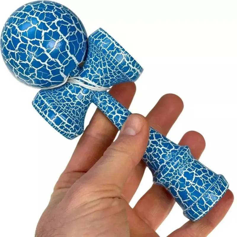 Jucarii, Copii si Bebe - Jucarii si jocuri - Jucarii & jocuri educative - Jucarii interactive - Kendama profesionala din lemn 2 cupe 19x7 cm albastru alb ABYZ - Infinity.ro