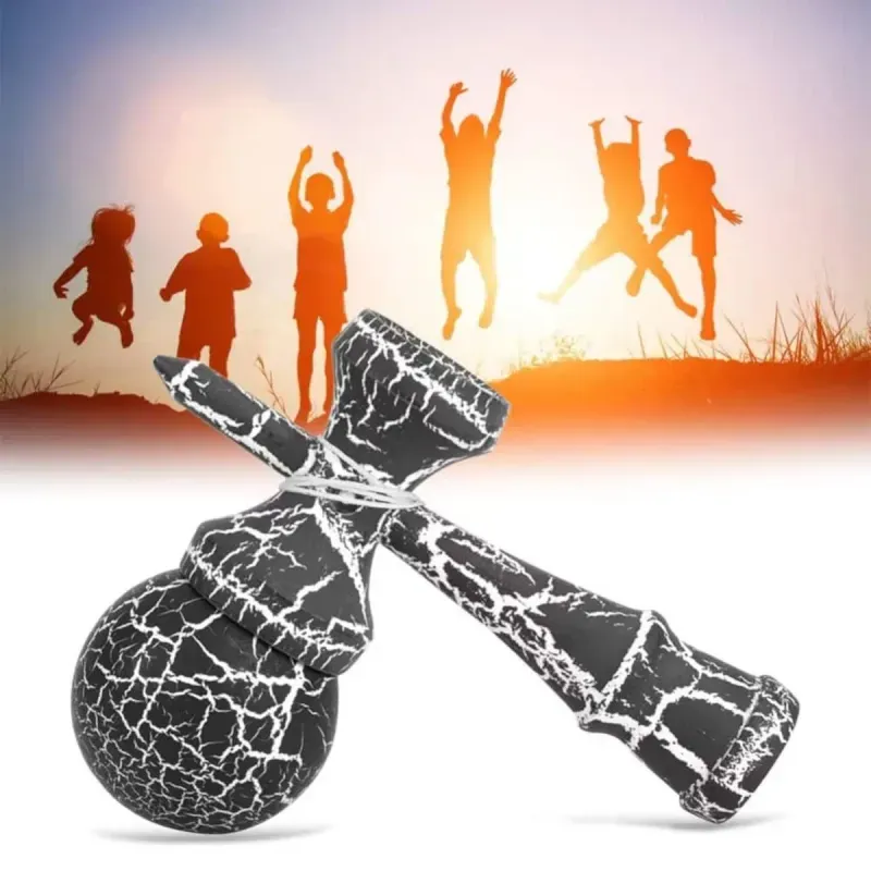 Jucarii, Copii si Bebe - Jucarii si jocuri - Jucarii & jocuri educative - Jucarii interactive - Kendama profesionala din lemn 2 cupe 19x7 cm negru alb ABYZ - Infinity.ro