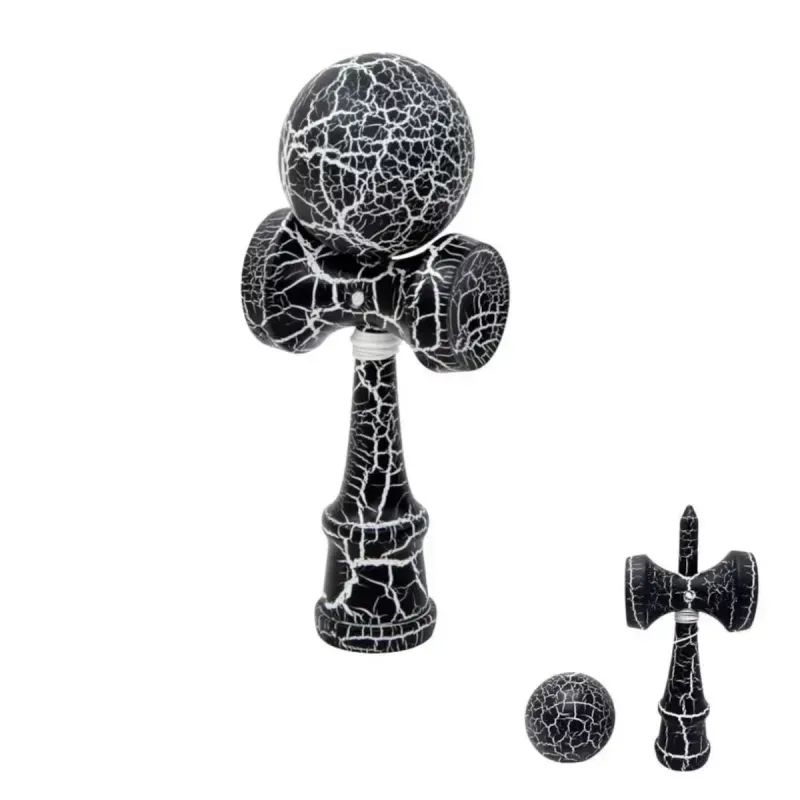 Jucarii, Copii si Bebe - Jucarii si jocuri - Jucarii & jocuri educative - Jucarii interactive - Kendama profesionala din lemn 2 cupe 19x7 cm negru alb ABYZ - Infinity.ro