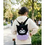 Fashion, accesorii si bijuterii - Copii - Accesorii copii - Genti si rucsacuri copii - Ghiozdan rucsac plus tip Kuromi, 25x25x9 cm, culoare mov/negru, model kawaii cu bretele reglabile, ABYZ - Infinity.ro