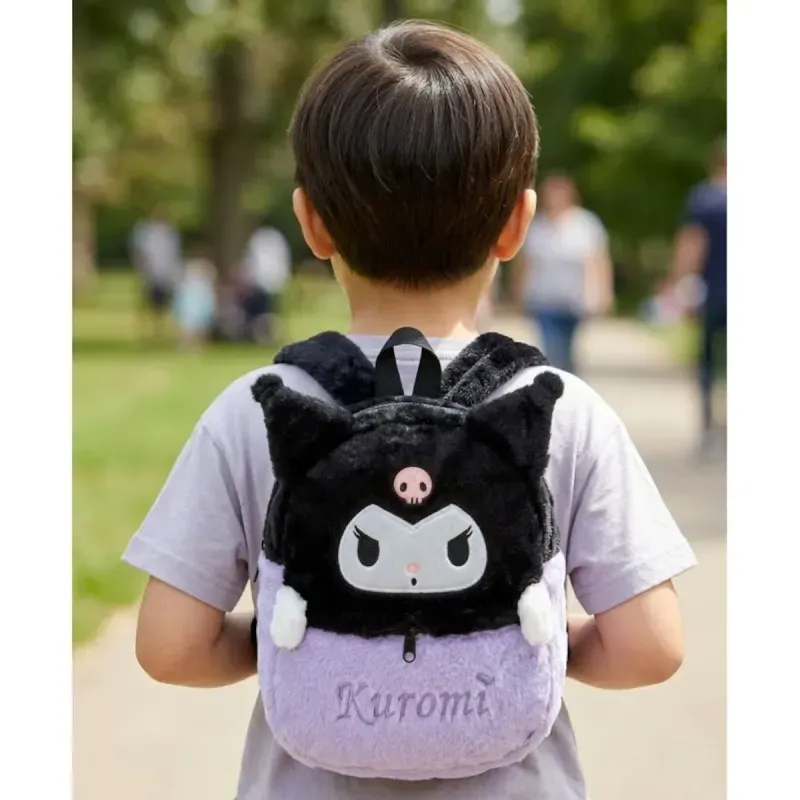 Fashion, accesorii si bijuterii - Copii - Accesorii copii - Genti si rucsacuri copii - Ghiozdan rucsac plus tip Kuromi, 25x25x9 cm, culoare mov/negru, model kawaii cu bretele reglabile, ABYZ - Infinity.ro