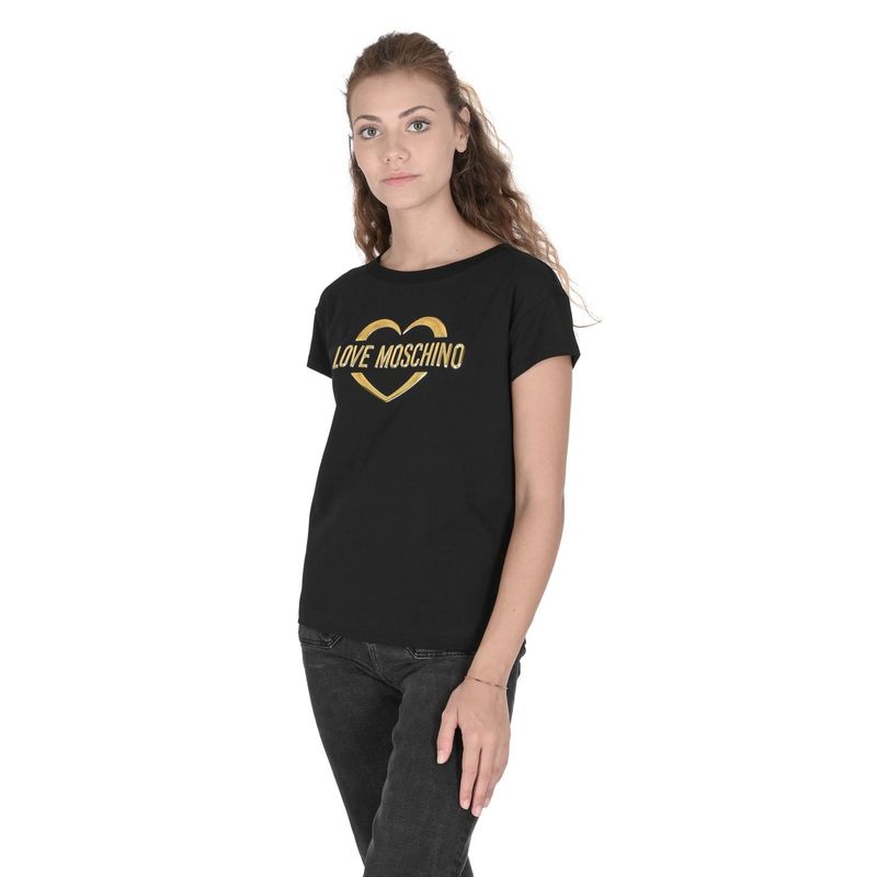 Fashion, accesorii si bijuterii - Femei - Imbracaminte femei - Tricouri si topuri femei - Tricou dama Love Moschino 101695 L INTL Negru - Infinity.ro