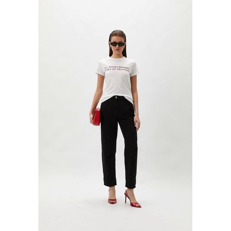 Fashion, accesorii si bijuterii - Femei - Imbracaminte femei - Tricouri si topuri femei - Tricou dama Love Moschino 101699 M INTL Alb - Infinity.ro