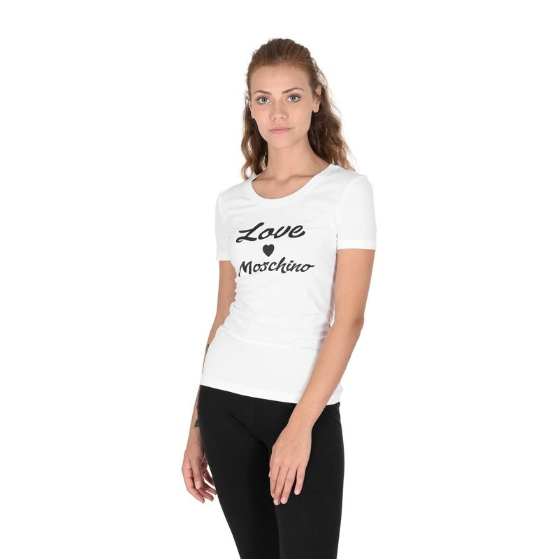 Fashion, accesorii si bijuterii - Femei - Imbracaminte femei - Tricouri si topuri femei - Tricou dama Love Moschino 101719 S INTL Alb - Infinity.ro