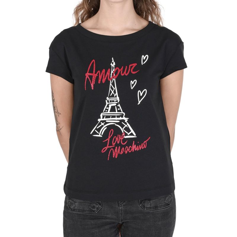 Fashion, accesorii si bijuterii - Femei - Imbracaminte femei - Tricouri si topuri femei - Tricou dama Love Moschino 101692 M INTL Negru - Infinity.ro