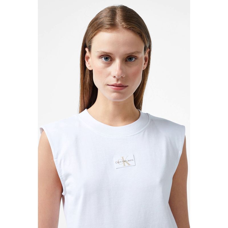 Fashion, accesorii si bijuterii - Femei - Imbracaminte femei - Tricouri si topuri femei - Tricou dama Calvin Klein Jeans J20J223560 XS INTL Alb - Infinity.ro