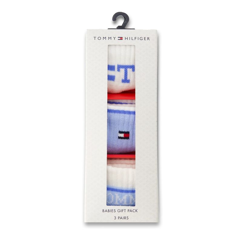 Fashion, accesorii si bijuterii - Copii - Lenjerie si pijamale copii - Sosete si dresuri copii - Set 3 perechi sosete scurte copii Tommy Hilfiger 701236341 Albastru deschis 11-14 EU - Infinity.ro