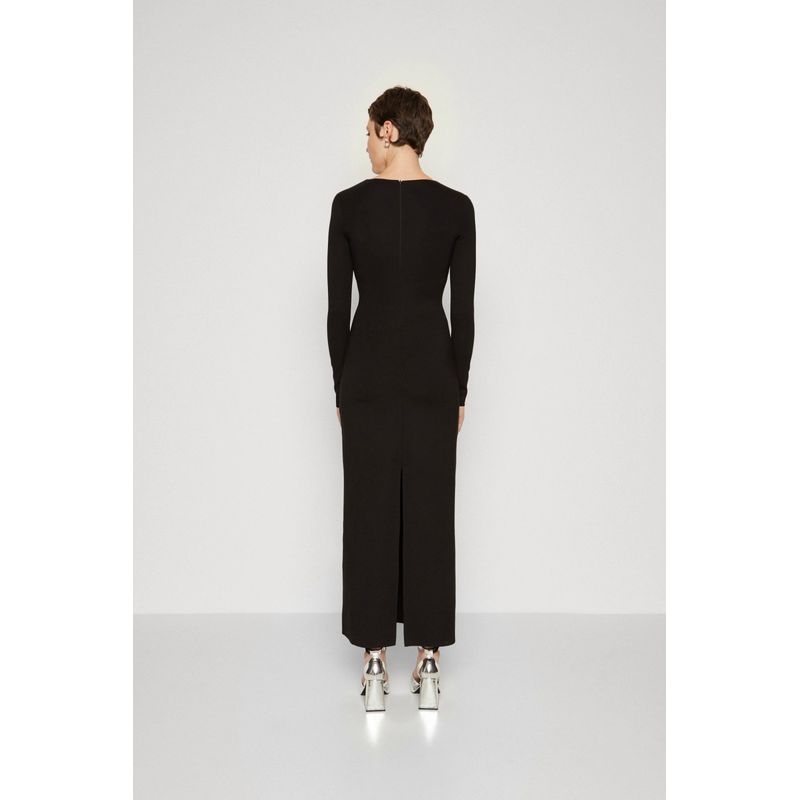 Fashion, accesorii si bijuterii - Femei - Imbracaminte femei - Rochii femei - Rochie eleganta Milano cu placa metalica ovala cu D Negru L INTL - Infinity.ro