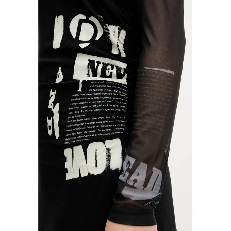 Fashion, accesorii si bijuterii - Femei - Imbracaminte femei - Rochii femei - Rochie dama de zi Desigual Posinew 25WWVW26 XL INTL Negru - Infinity.ro