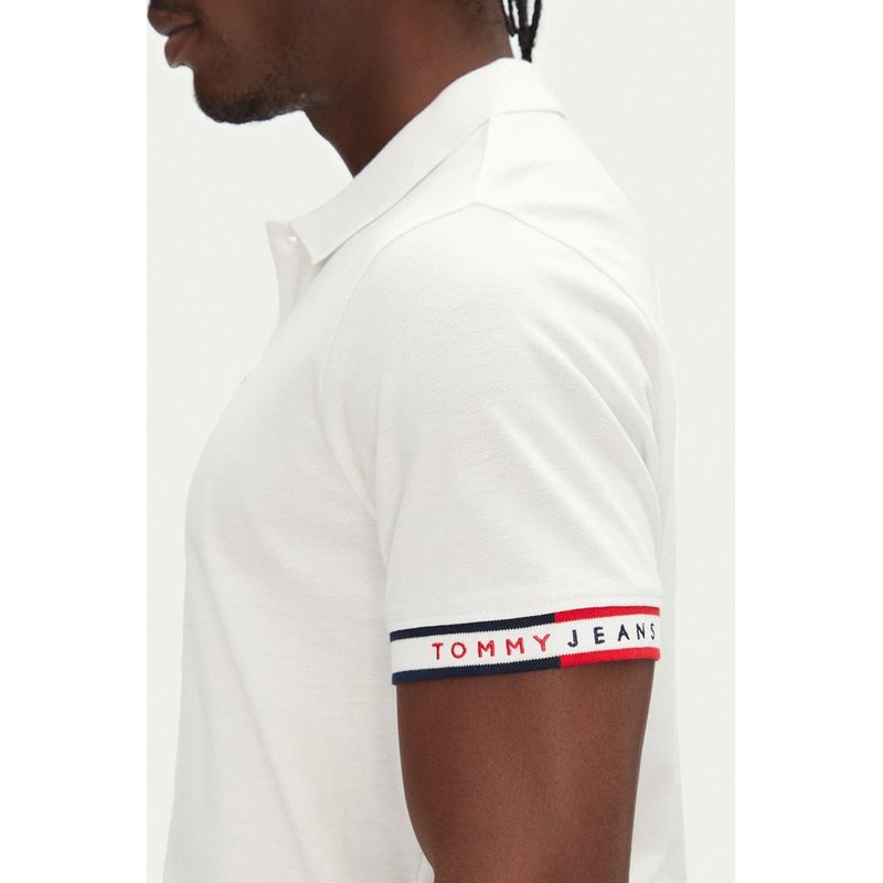 Fashion, accesorii si bijuterii - Barbati - Imbracaminte - Tricouri si bluze barbati - Tricou polo uni Tommy Jeans DM0DM21306 M INTL Alb - Infinity.ro